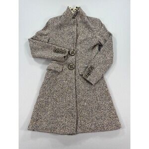 Roberto Cavalli Jacket Womens 40 Brown Virgin Wool Long Coat Buttons Authentic